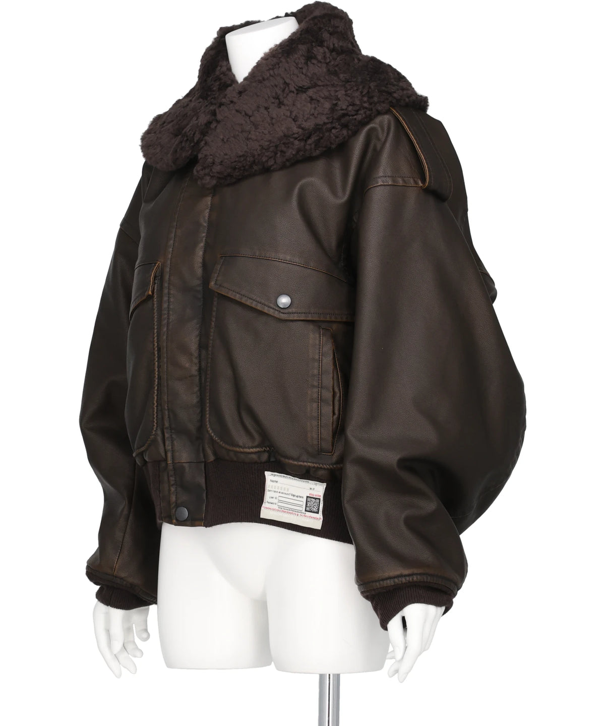 DETACHABLE COLLAR FAUX LEATHER BLOUSON