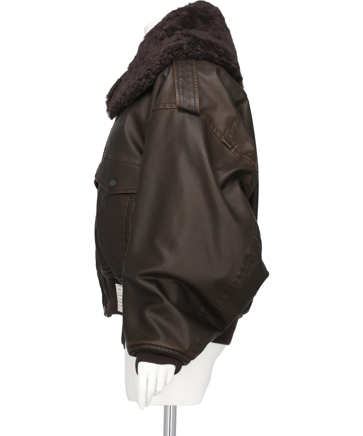 DETACHABLE COLLAR FAUX LEATHER BLOUSON