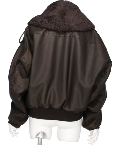 DETACHABLE COLLAR FAUX LEATHER BLOUSON