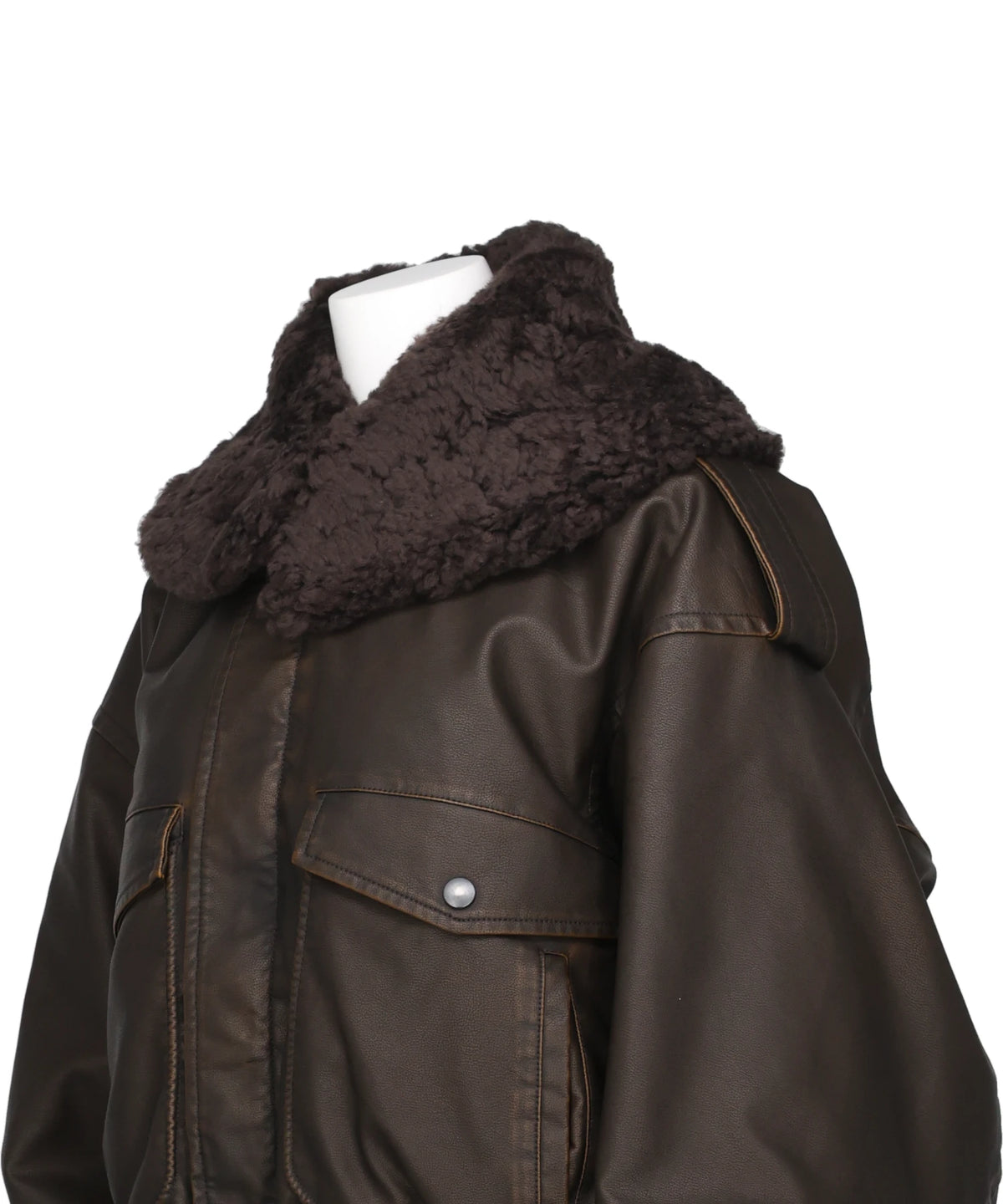 DETACHABLE COLLAR FAUX LEATHER BLOUSON