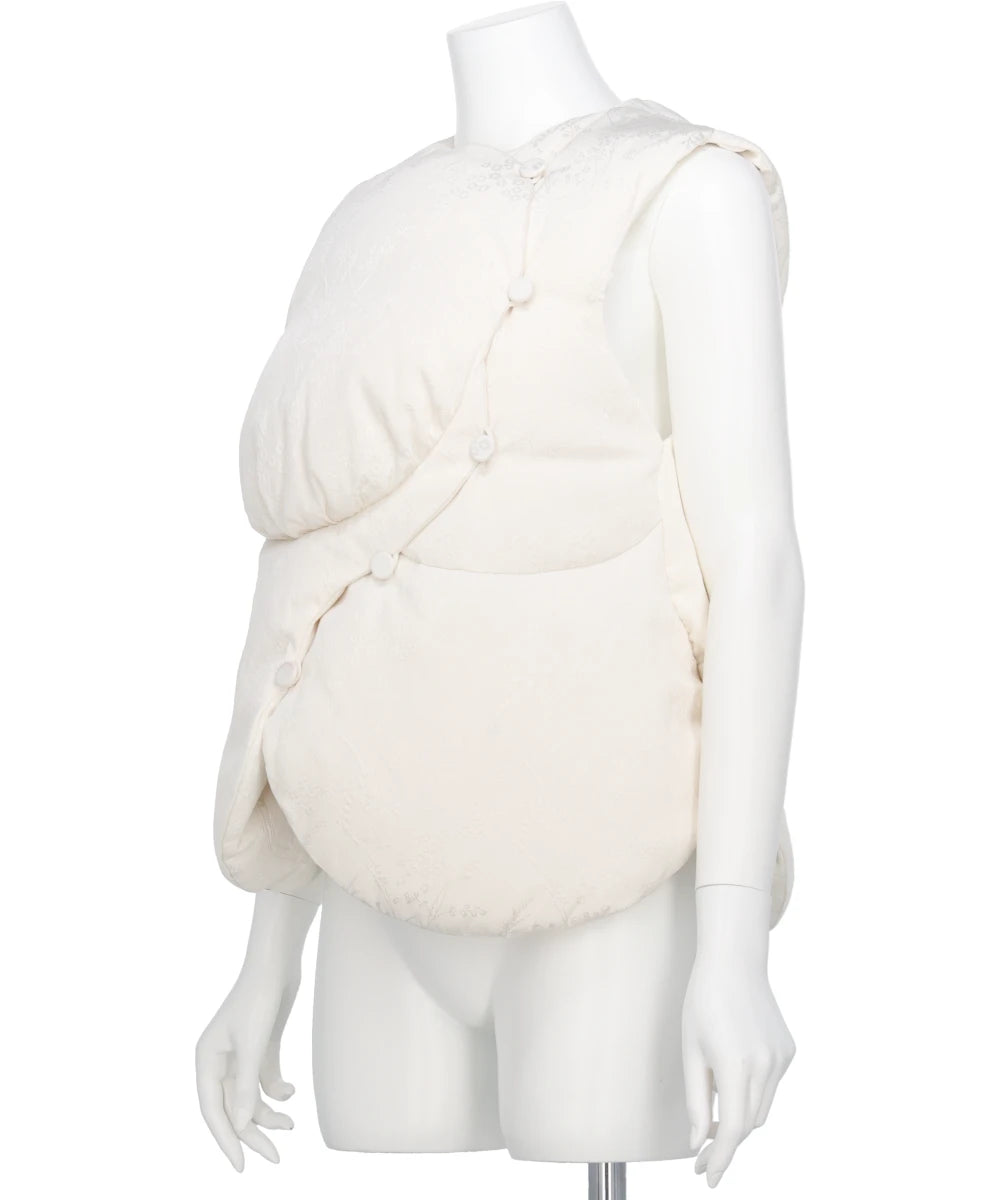 FLORAL JACQUARD ROUNDED DOWN VEST