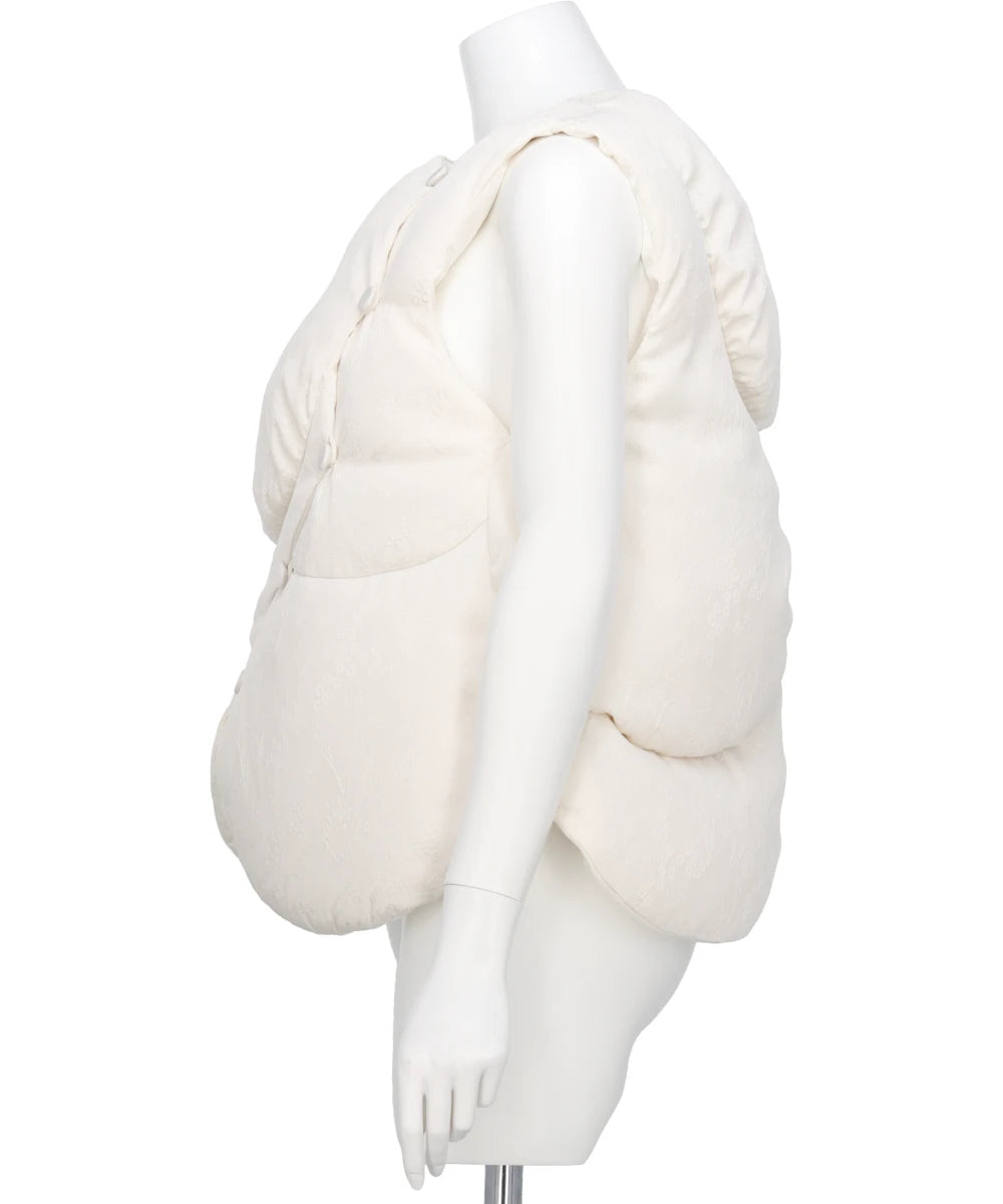 FLORAL JACQUARD ROUNDED DOWN VEST