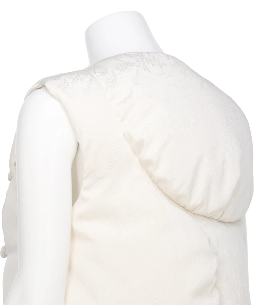 FLORAL JACQUARD ROUNDED DOWN VEST