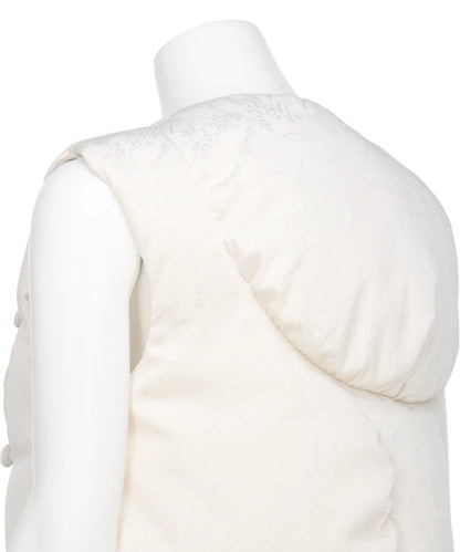 FLORAL JACQUARD ROUNDED DOWN VEST