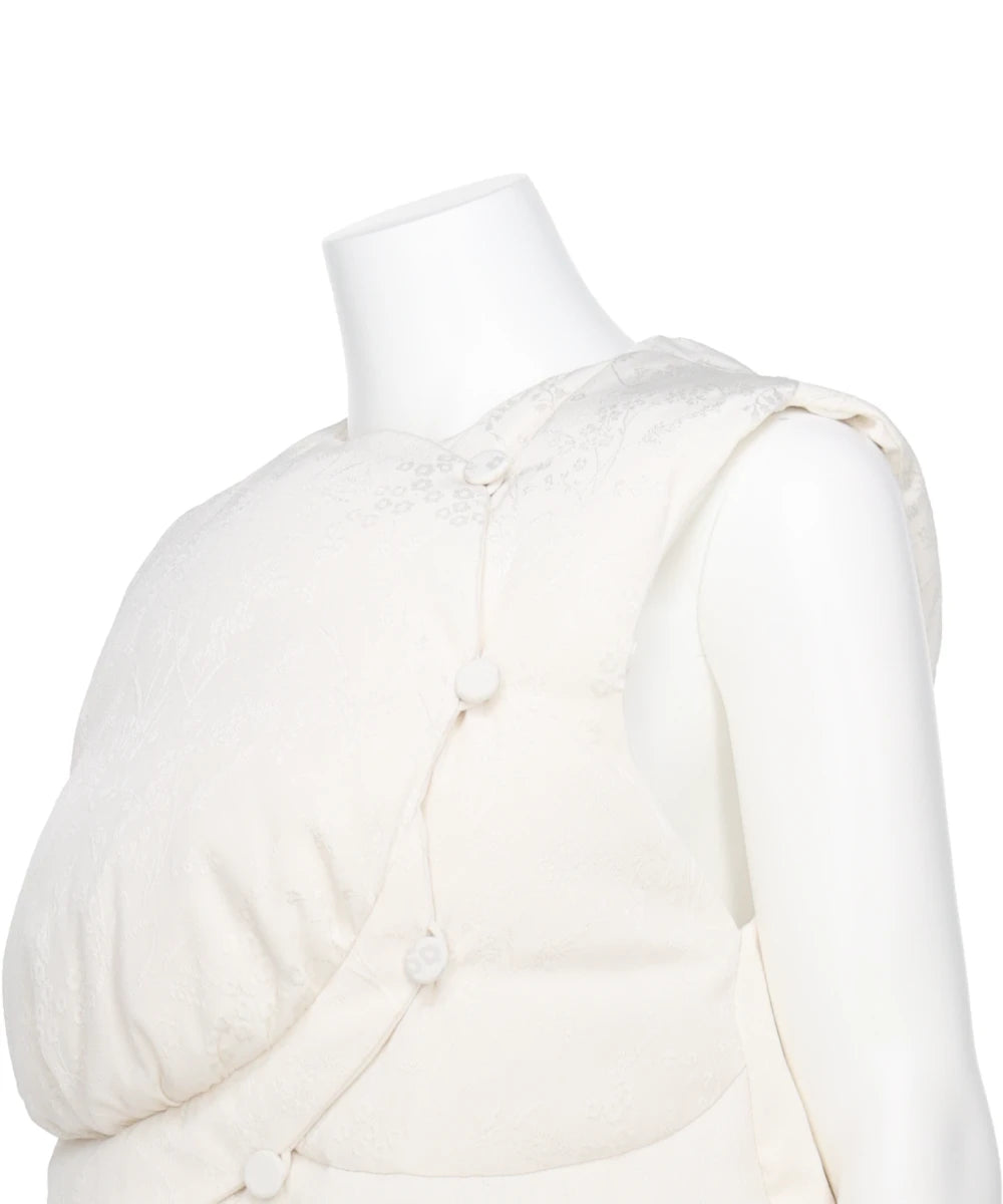 FLORAL JACQUARD ROUNDED DOWN VEST