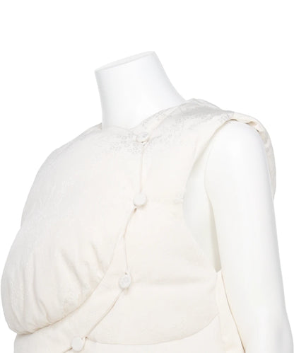 FLORAL JACQUARD ROUNDED DOWN VEST