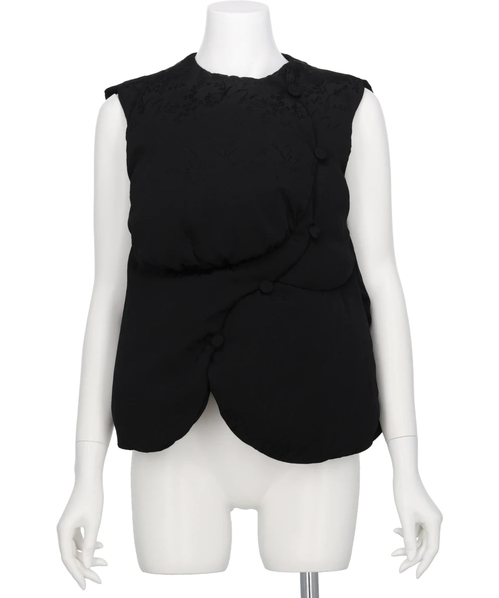 FLORAL JACQUARD ROUNDED DOWN VEST