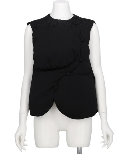FLORAL JACQUARD ROUNDED DOWN VEST