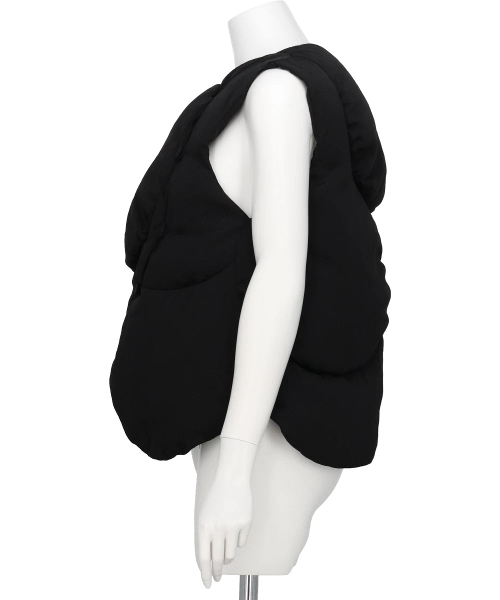 FLORAL JACQUARD ROUNDED DOWN VEST