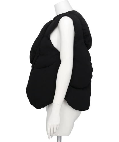 FLORAL JACQUARD ROUNDED DOWN VEST