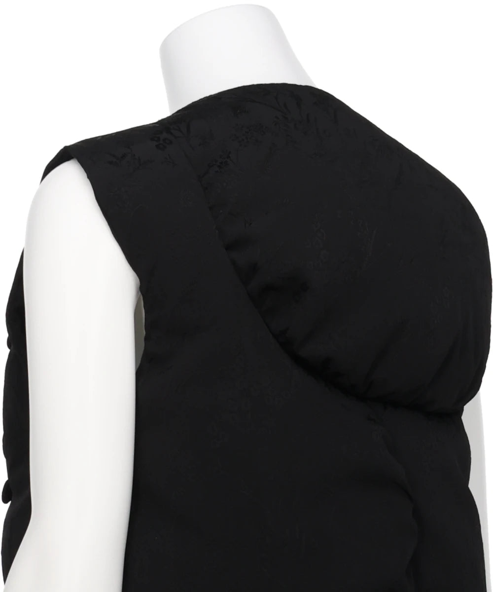 FLORAL JACQUARD ROUNDED DOWN VEST