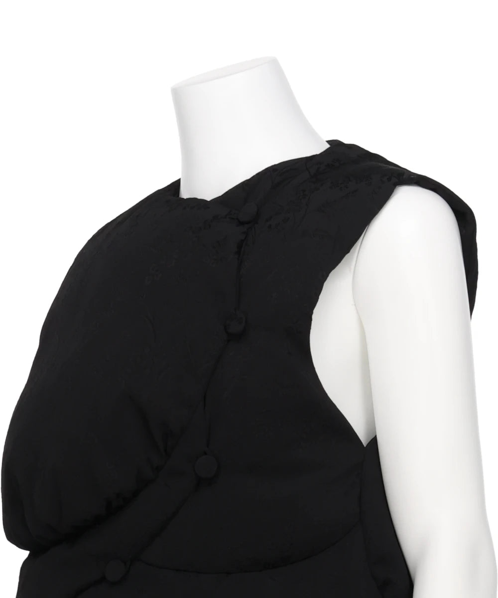 FLORAL JACQUARD ROUNDED DOWN VEST