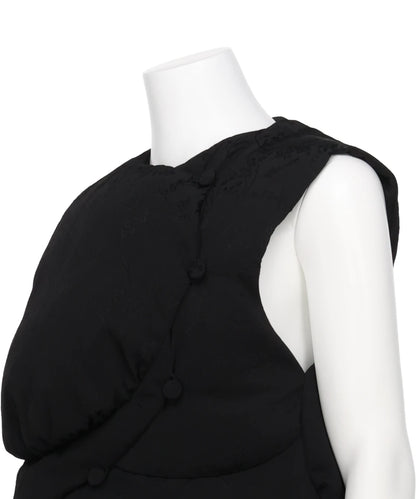 FLORAL JACQUARD ROUNDED DOWN VEST