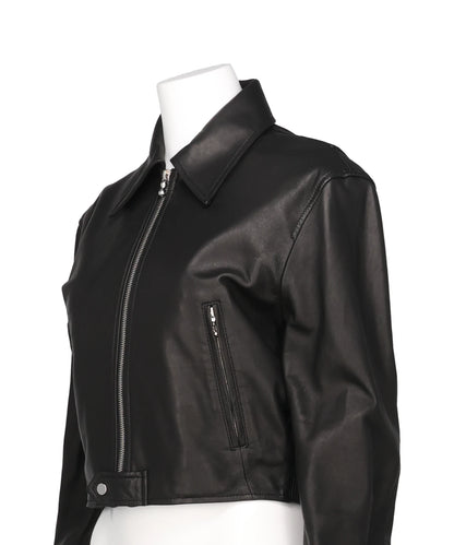 LEATHER SHORT ZIP JACKET