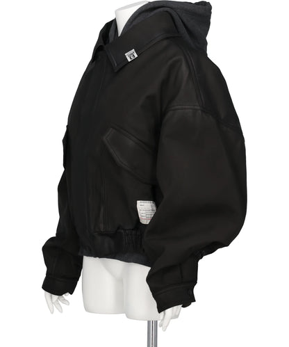 LAYERED FAUX LEATHER BLOUSON