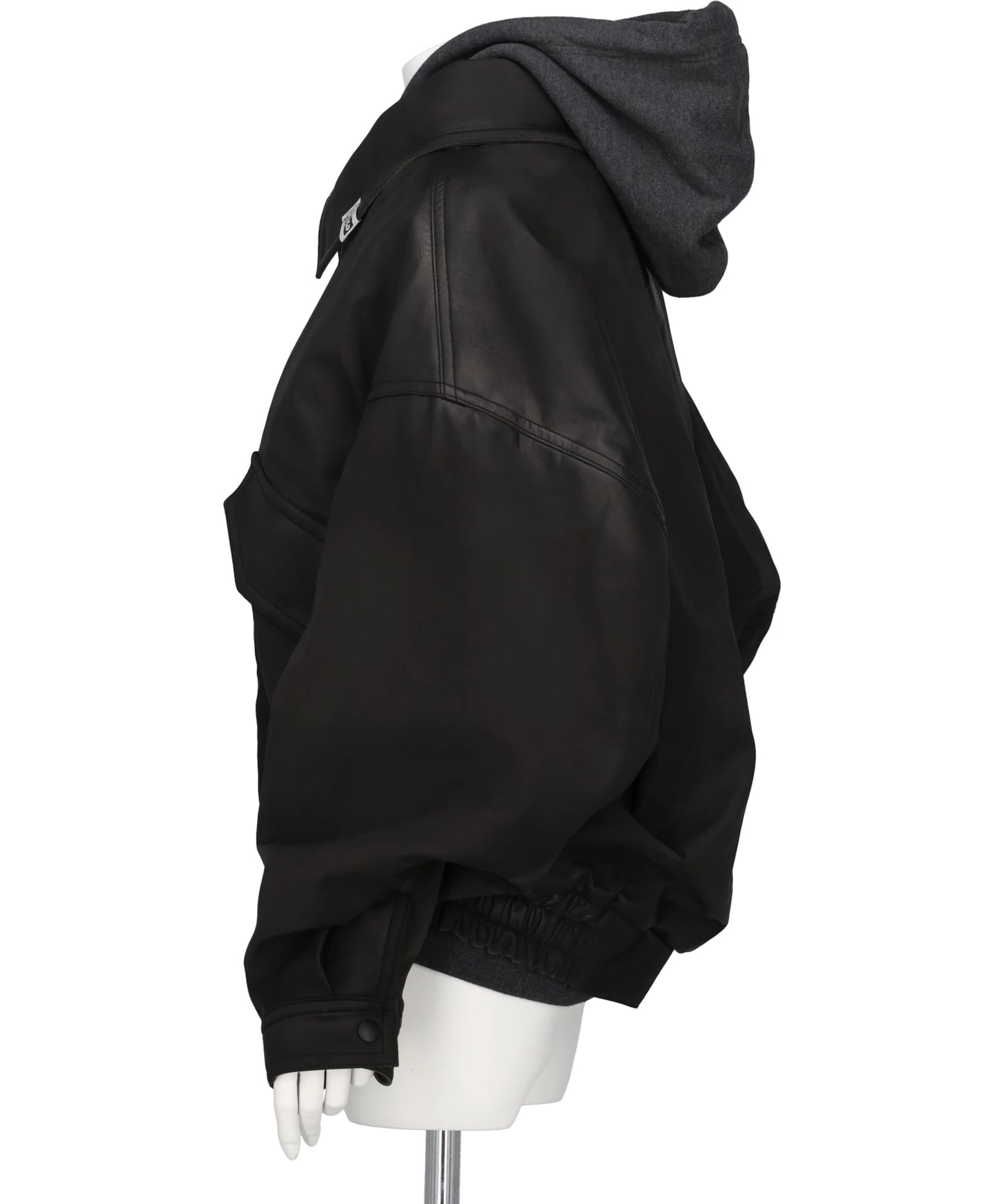 LAYERED FAUX LEATHER BLOUSON