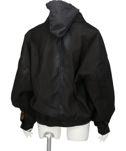 LAYERED FAUX LEATHER BLOUSON
