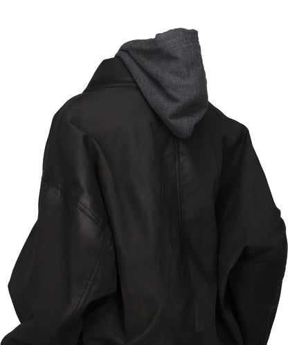 LAYERED FAUX LEATHER BLOUSON