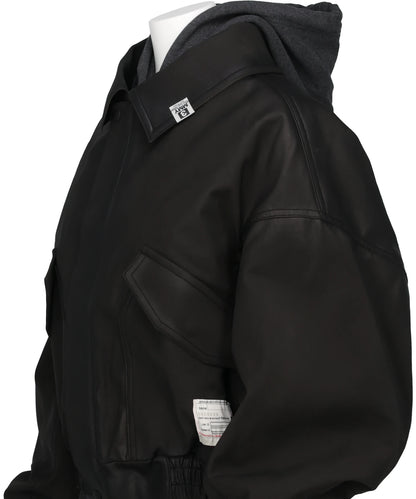 LAYERED FAUX LEATHER BLOUSON