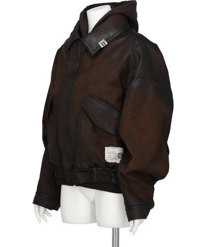 LAYERED FAUX LEATHER BLOUSON