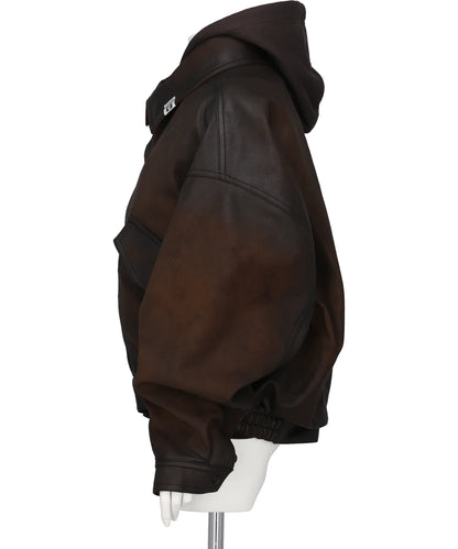 LAYERED FAUX LEATHER BLOUSON