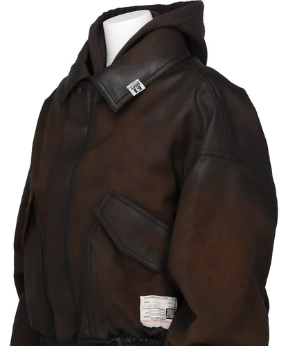 LAYERED FAUX LEATHER BLOUSON