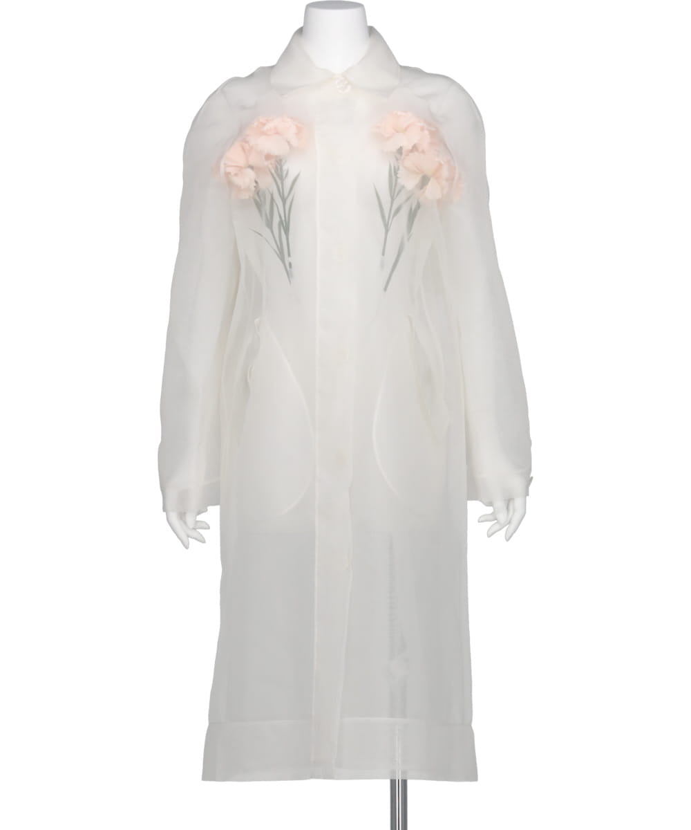 SHEER STUFFED CARNATION CAR COAT