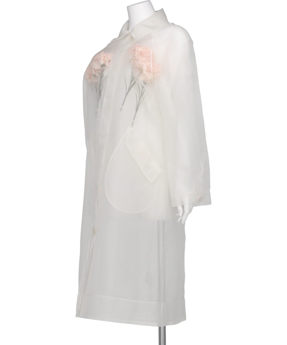 SHEER STUFFED CARNATION CAR COAT