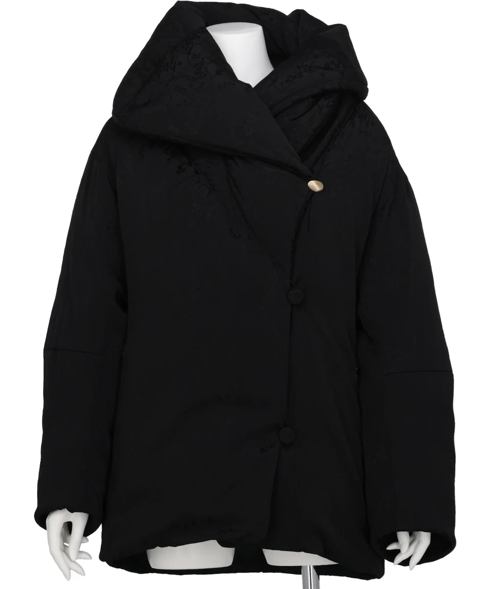 FLORAL JACQUARD ROUNDED DOWN JACKET