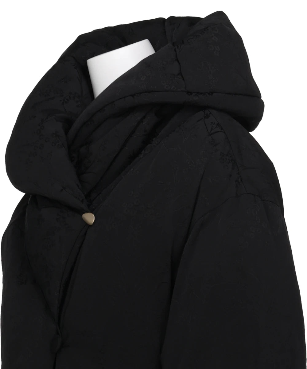 FLORAL JACQUARD ROUNDED DOWN JACKET