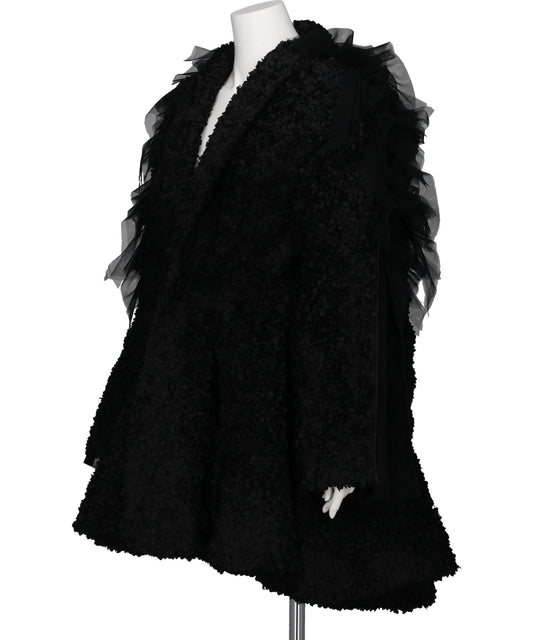 FLOWER PEPLUM COAT WITH SLEEVETULLE LINE