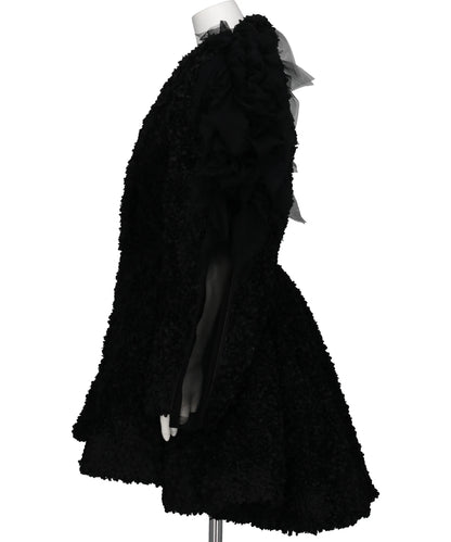 FLOWER PEPLUM COAT WITH SLEEVETULLE LINE