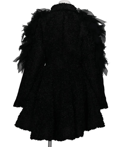 FLOWER PEPLUM COAT WITH SLEEVETULLE LINE