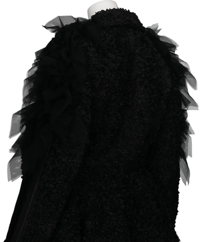 FLOWER PEPLUM COAT WITH SLEEVETULLE LINE