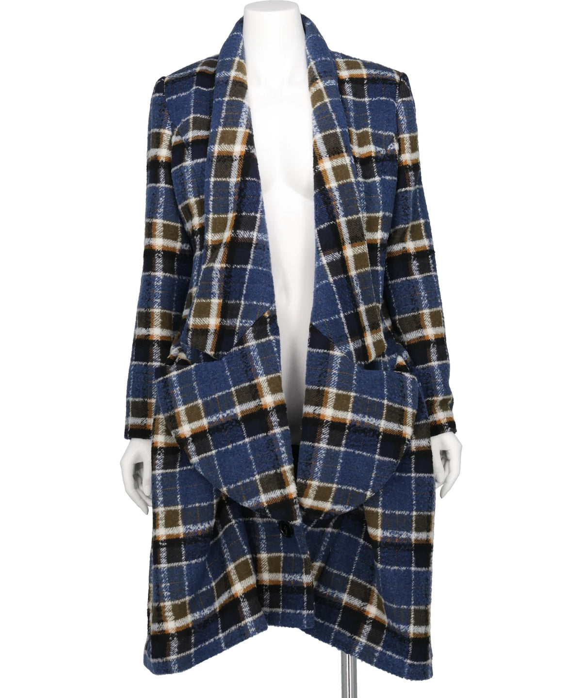 naokitomizuka BIG CHECK LOW-LAPEL COAT DRESS