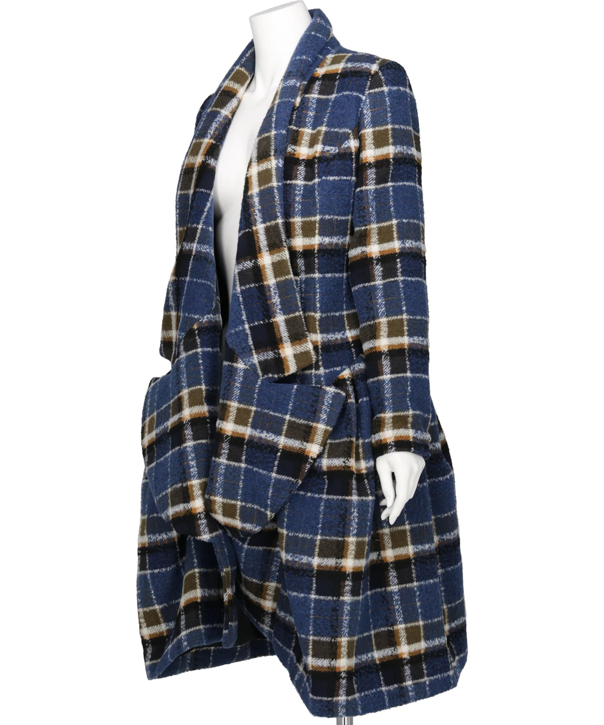 BIG CHECK LOW-LAPEL COAT DRESS