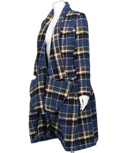 BIG CHECK LOW-LAPEL COAT DRESS