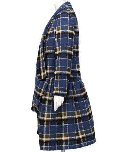BIG CHECK LOW-LAPEL COAT DRESS