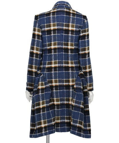 BIG CHECK LOW-LAPEL COAT DRESS
