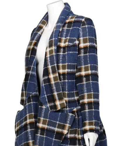 BIG CHECK LOW-LAPEL COAT DRESS
