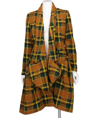 naokitomizuka BIG CHECK LOW-LAPEL COAT DRESS