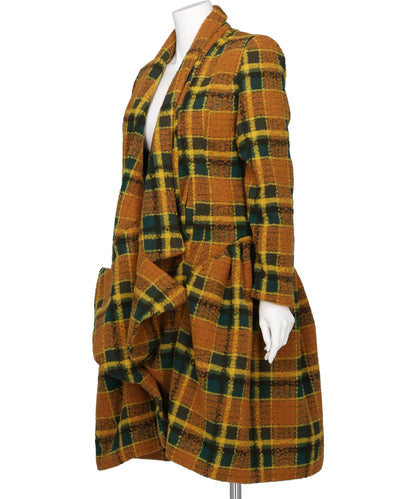 BIG CHECK LOW-LAPEL COAT DRESS