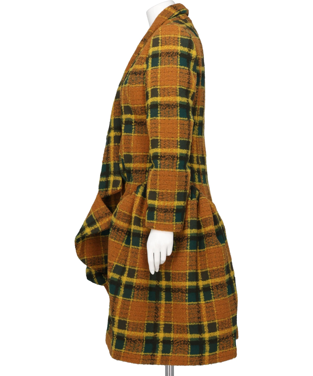 BIG CHECK LOW-LAPEL COAT DRESS