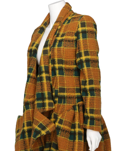 BIG CHECK LOW-LAPEL COAT DRESS