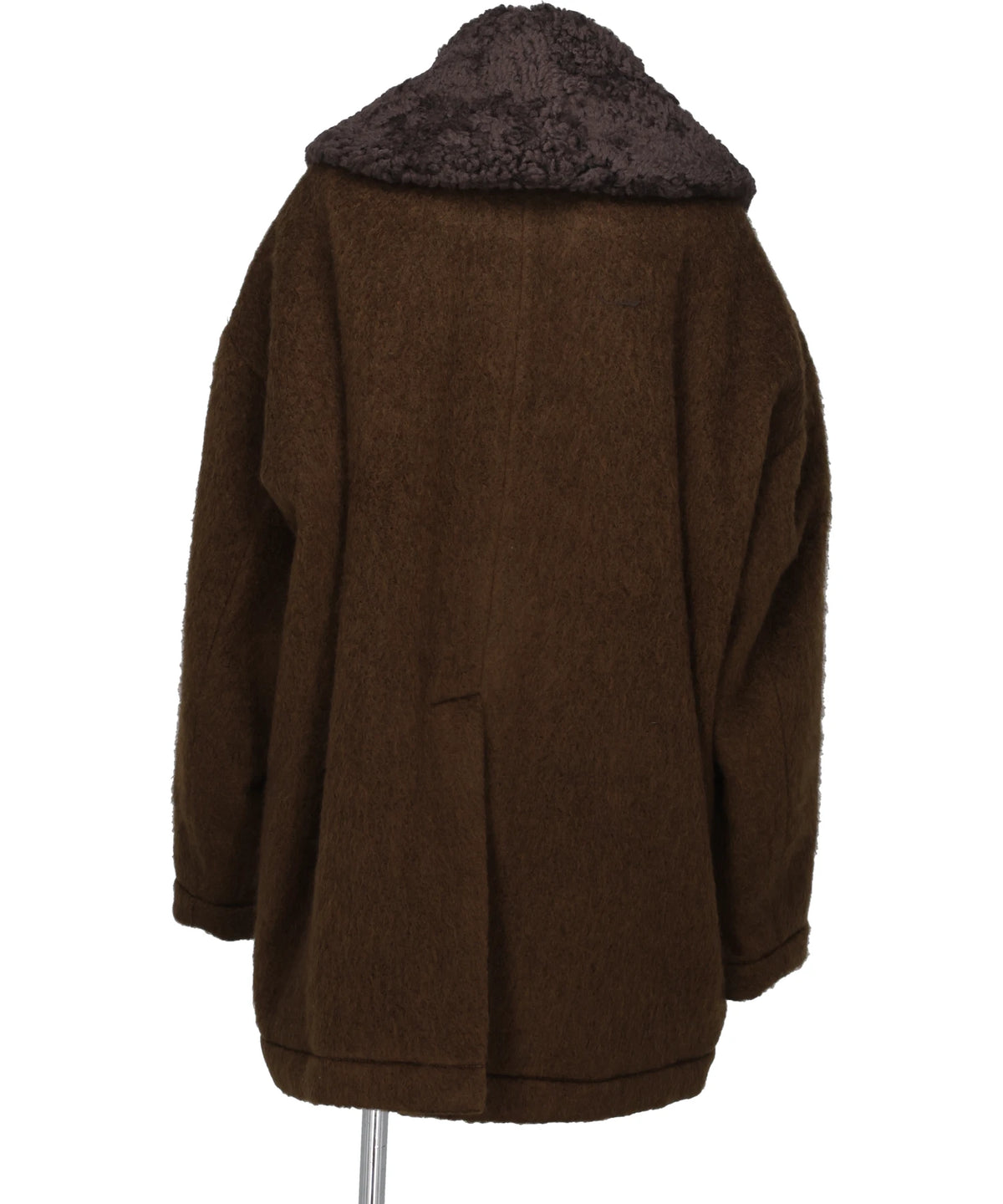 DETACHABLE COLLAR SHAGGY COAT