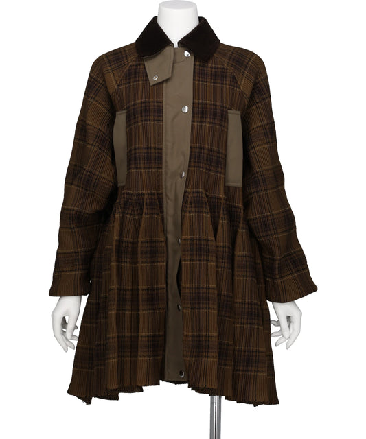 ODAKHA（オダカ）COUNTER PLEATED TARTAN COAT