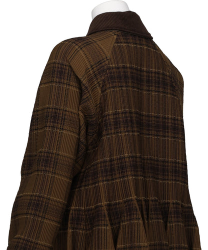 COUNTER PLEATED TARTAN COAT