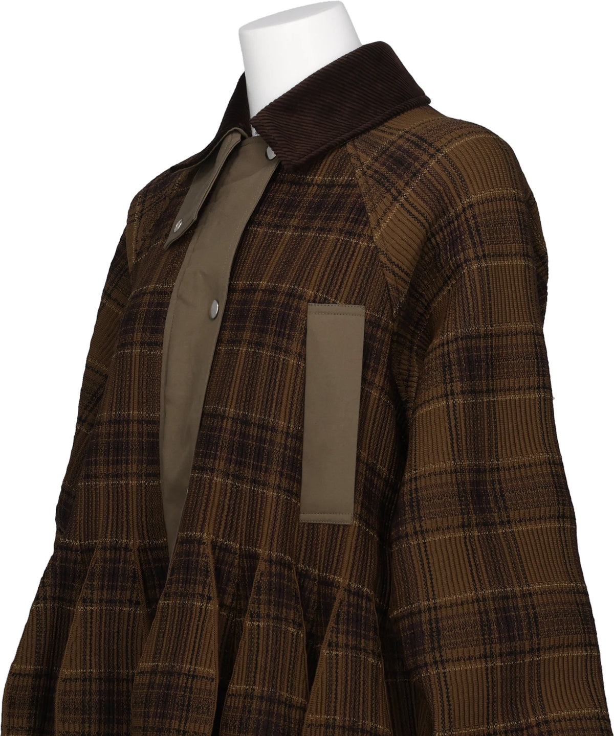 COUNTER PLEATED TARTAN COAT