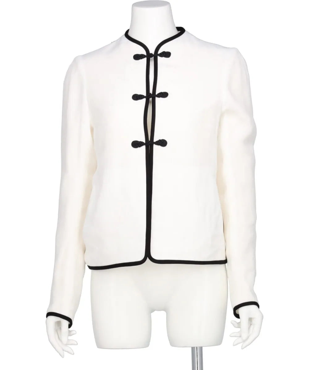 VISCOSE RAYON FLORAL JACQUARD SILK FILLING JACKET