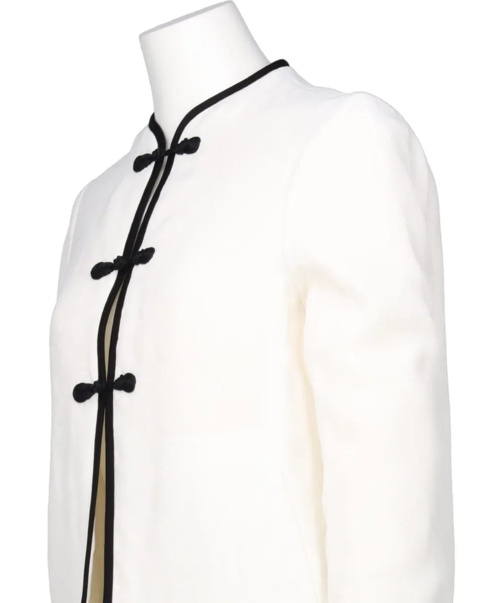 VISCOSE RAYON FLORAL JACQUARD SILK FILLING JACKET